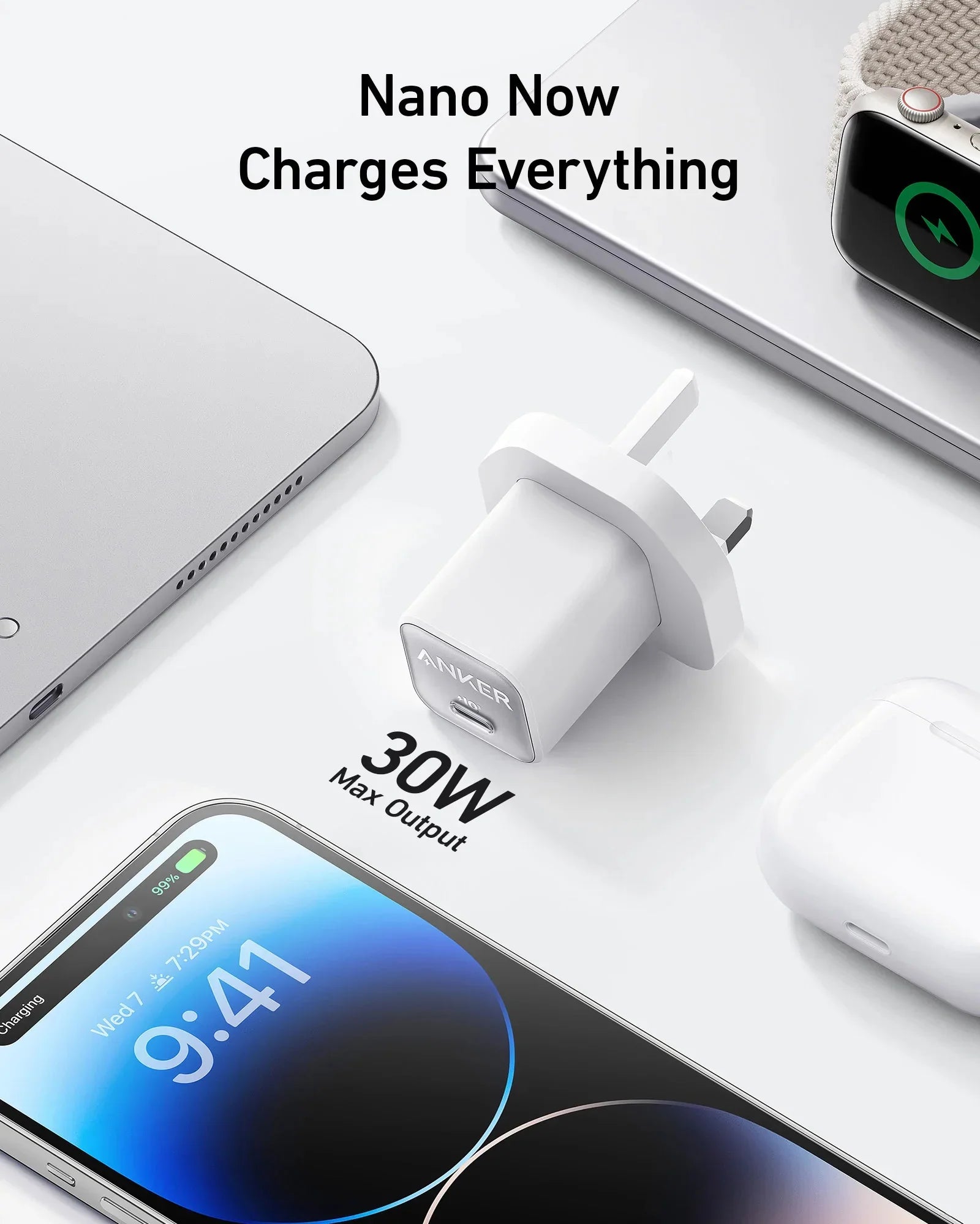 Anker 511 Charger (Nano 3, 30W) -White - Tashqila Anker 511 Charger (Nano 3, 30W) -White - Tashqila